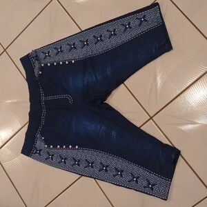 4/$60 New Blue 3D Capri Leggings - Size 3XL (US18)